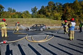 BMW spłonęło na S7