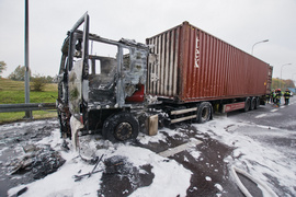 Ciężarówka spłonęła na S22, silnik mana eksplodował podczas jazdy zdjęcie nr 250470
