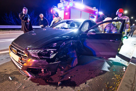 Zderzenie trzech pojazdów na moście Unii