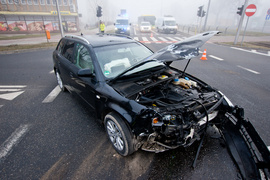 Zderzenie audi z citroenem na ul. Płk. Dąbka