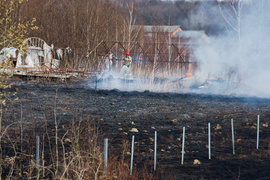 Pożar traw w Gronowie Górnym
