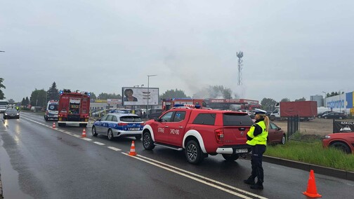Pożar w autokomisie przy Warszawskiej