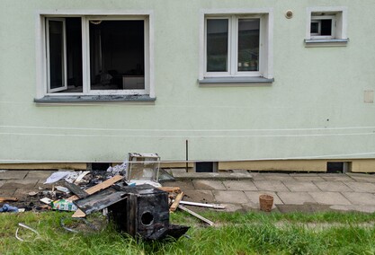 Pożar w mieszkaniu na Okrzei