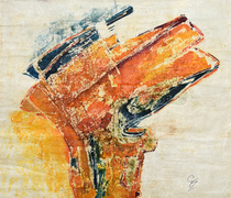 Gdańsk_ batik wymiary 204 x 144 cm Elbląg 2007 rok. Praca pochodzi z międzynarodowego projektu Ku Nowym Brzegom z 2007 roku, w którym 25 artystów z Polski, Niemiec i Holandii uczestniczyli w twórczym dialogu