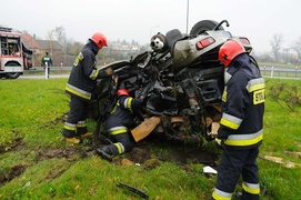 Węzeł Wschód - wypadek na zjeździe z S22