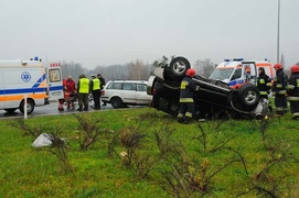 Węzeł Wschód - wypadek na zjeździe z S22