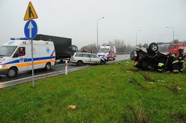 Węzeł Wschód - wypadek na zjeździe z S22