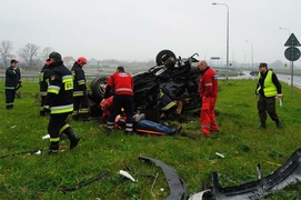 Węzeł Wschód - wypadek na zjeździe z S22