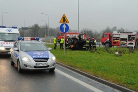 Węzeł Wschód - wypadek na zjeździe z S22