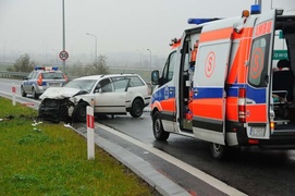 Węzeł Wschód - wypadek na zjeździe z S22