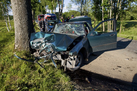 Bmw uderzyło w drzewo, kierowca w szpitalu