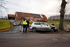 Chciał wyprzedzić, uderzył w drzewo