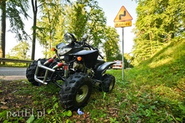 Wypadek quada na drodze do Kadyn, kierowca był nietrzeźwy