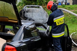 Pożar opla na ul. Łęczyckiej