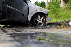 Pożar opla na ul. Łęczyckiej