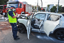 Zderzenie nissana z audi pod szkołą muzyczną