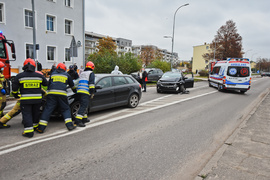 Kolizja fiata z audi na al. Grunwaldzkiej