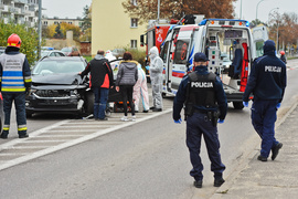 Kolizja fiata z audi na al. Grunwaldzkiej